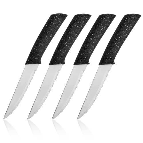 Bino 4 Piece Stainless Steel Steak Knife Set Speckled Black Small Knives 