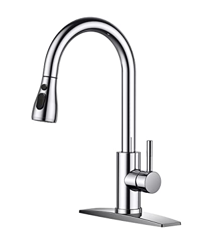 Forious Kitchen Faucet With Pull Down Sprayer Chrome High Arc Single Handle 4 