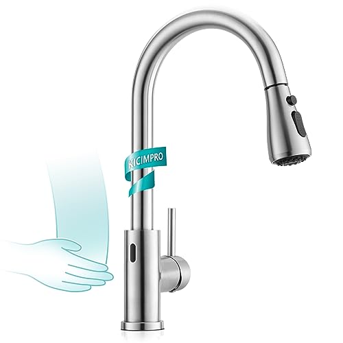 Kicimpro Touchless Kitchen Faucet With Pull Down Sprayer Brushed Nickel Side 
