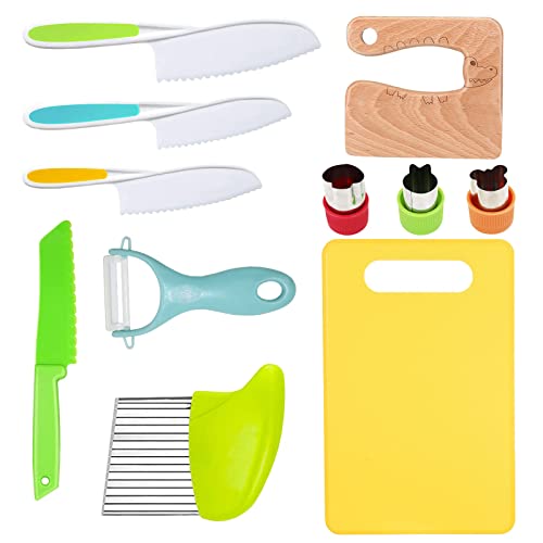 Risiculis 11 Pieces Wooden Kids Kitchen Knife Kids Knife Set Include Wood 2 